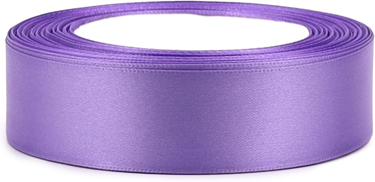 Light purple Solid Satin Ribbon 1 Inch 25 Yards Solid Polyester Fabric Ribbon for Gift Wrapping Wedding Christmas Baby Shower Birthday Party Decoration Handmade Immortal Flower Craft