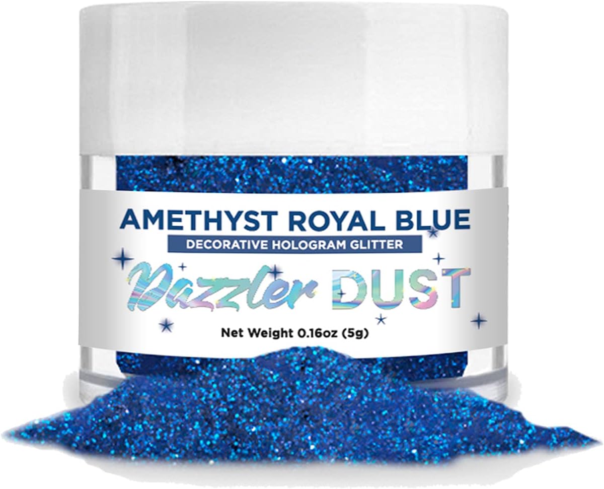 BAKELL Amethyst Royal Blue Art & Craft Glitter, 5g Jar | Dazzler DUST | Non-Toxic Decorating Glitter | Arts, Crafts, Slime, Glue, Paint, Face & Body (Amethyst Royal Blue)