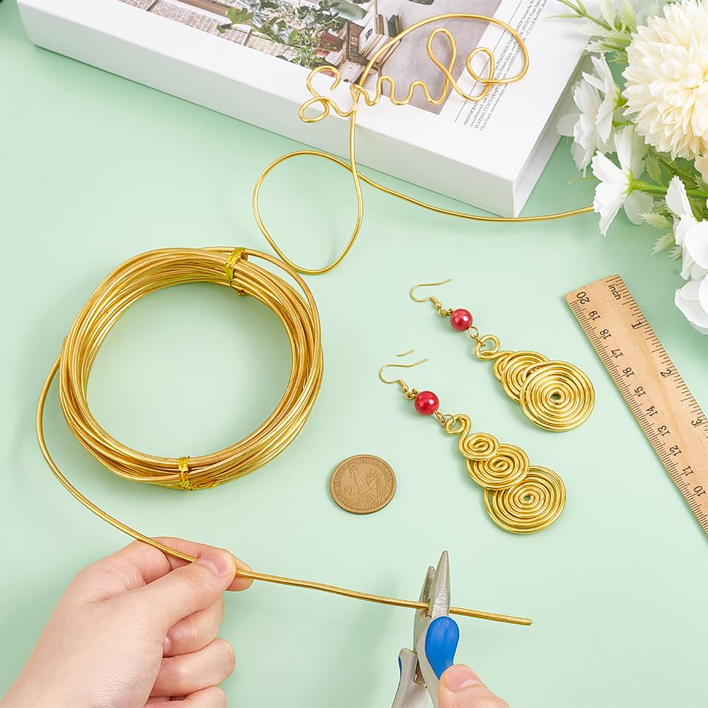 BENECREAT 10 Gauge Solid Brass Wire - 16.4FT Soft Round Wire for Jewelry Making, Gem Wrapping, DIY Crafts