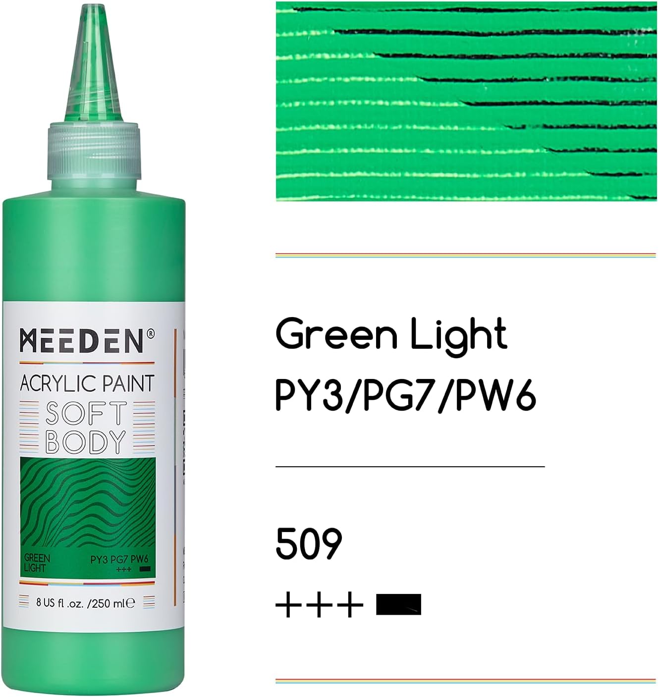 MEEDEN Green Light Acrylic Paint: Matte Finish 250ml/8.45oz Soft Body Bulk Acrylic Colors in Ergonomic Bottle - Fluid Flow Art Paints for Artists Canvas Painting