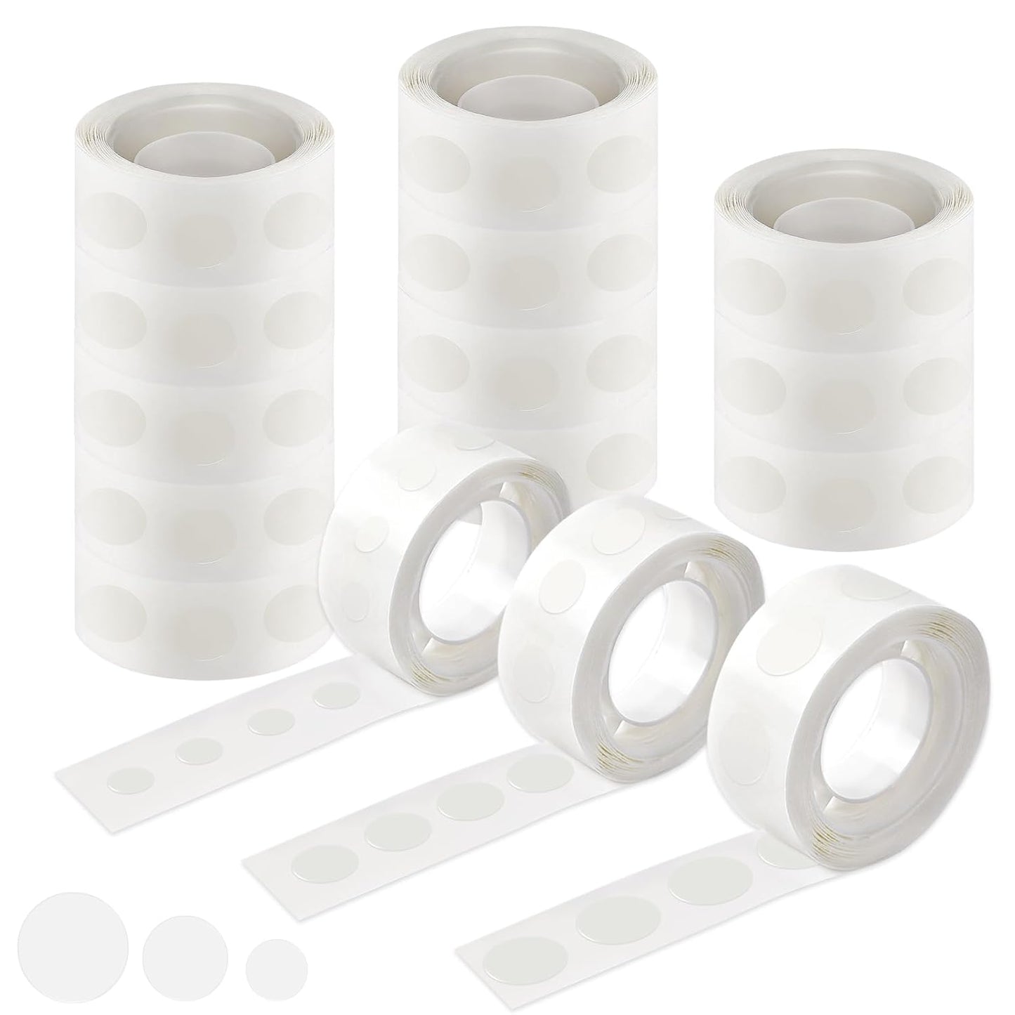 UPINS Glue Points Dots, 3000Pcs Balloon Glue Adhesive Dots Double Sided Removable Glue Tape Dots for Balloons Crafts Decoration, 6 mm, 10 mm, 15 mm