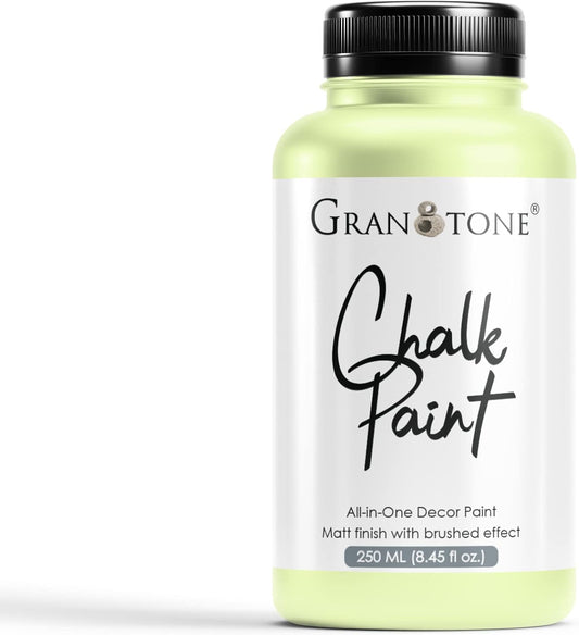 GRANOTONE Chalk Paint for Furniture | Matt-Finish Water-Based Acrylic Paint for Wood, Walls, Metal, Glass, Paper, Fabric Canvas | Maximum Coverage Chalk Paint for Kids & Adults, 250 Ml (AP GREEN)