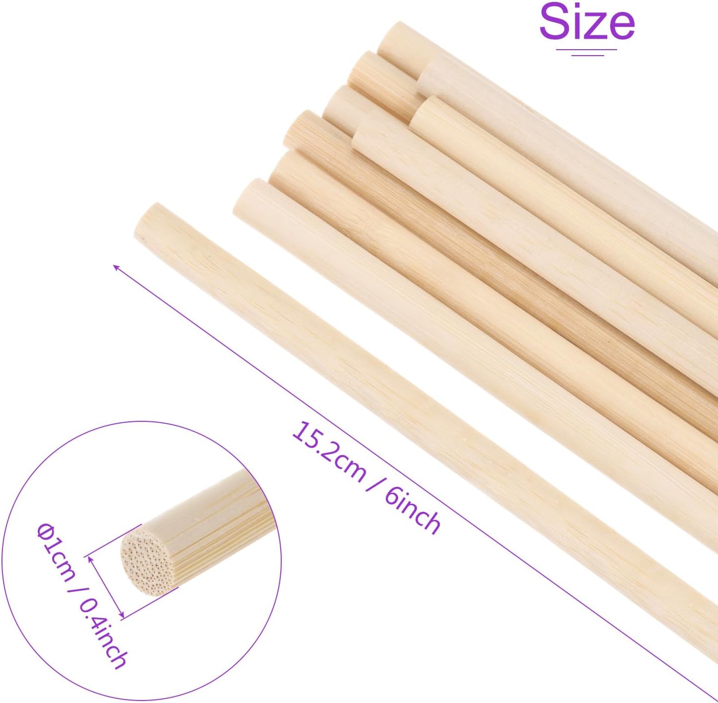 DMiotech 50 Pack 3/8" x 6" Wooden Dowel Rods Unfinished Natural Sticks Wood Craft Sticks for Home Decor Projects and Making DIY Craft,Wood Color