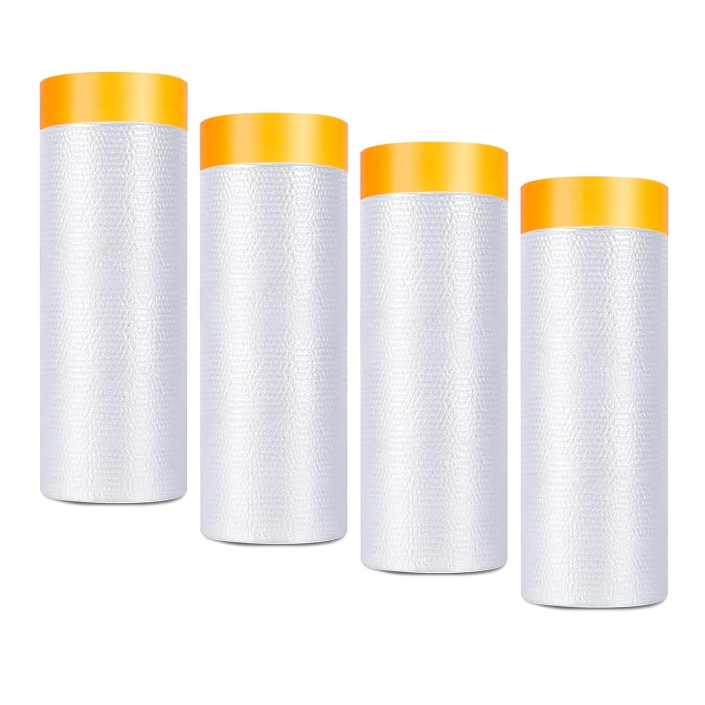 Painters Plastic with Tape 59inx65ft,Pre-Taped Masking Film Automotive Tape and Drape,Tear-Resistant Plastic Painting Film for Car Painting & Home Renovation (4 Rolls)