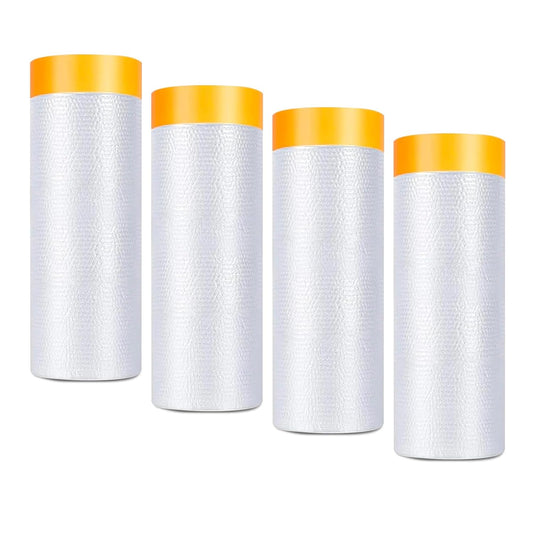 Painters Plastic with Tape 59inx65ft,Pre-Taped Masking Film Automotive Tape and Drape,Tear-Resistant Plastic Painting Film for Car Painting & Home Renovation (4 Rolls)