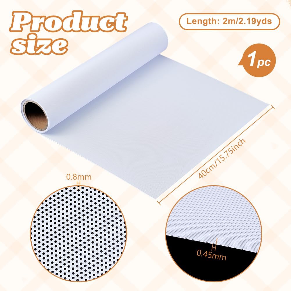 Fursuit Eye Mesh 78.74x15.74inch White Waterproof PVC Plastic Mesh 0.45mm Thick Printable Fabric Meshs for Furry Cosplay, Props, Fursuits, Craft Making Home Decor Hole: 0.8mm