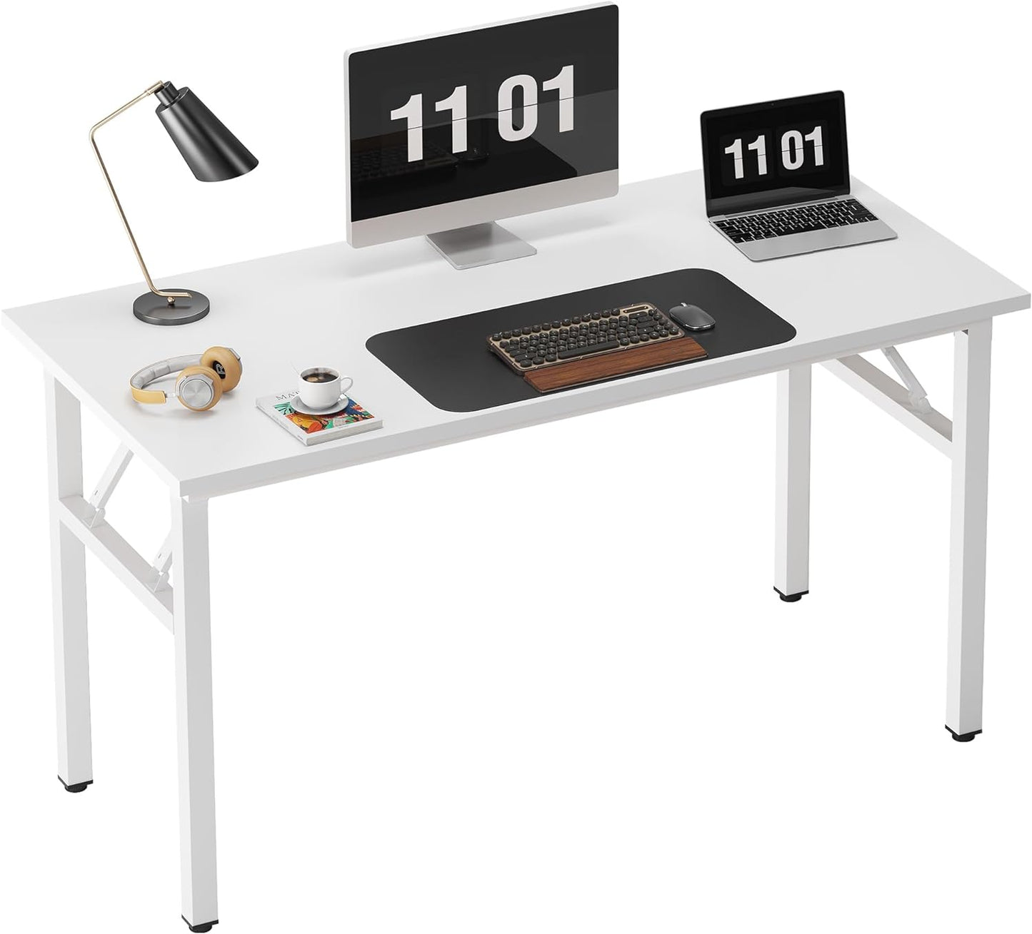 Need 47 inches Computer Desk Office Desk Folding Table with BIFMA Certification Computer Table Workstation, White AC5DW-120