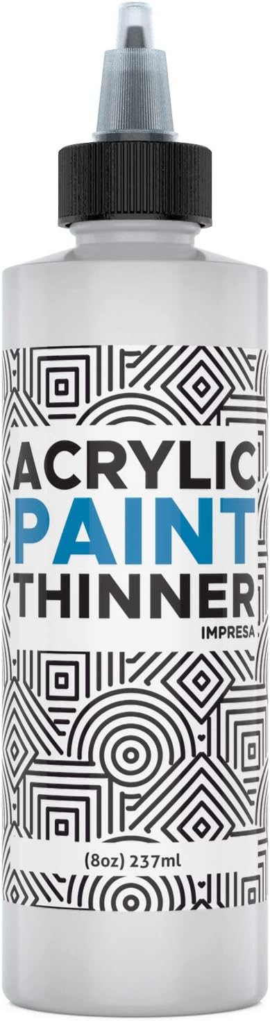 IMPRESA Acrylic Paint Thinner & Mixing Medium - 8 fl oz - Paint Thinner for Acrylic Painting – Slow-Drying Retarder & Flow Improver – Odorless, Water-Based, Non-Curdle Formula