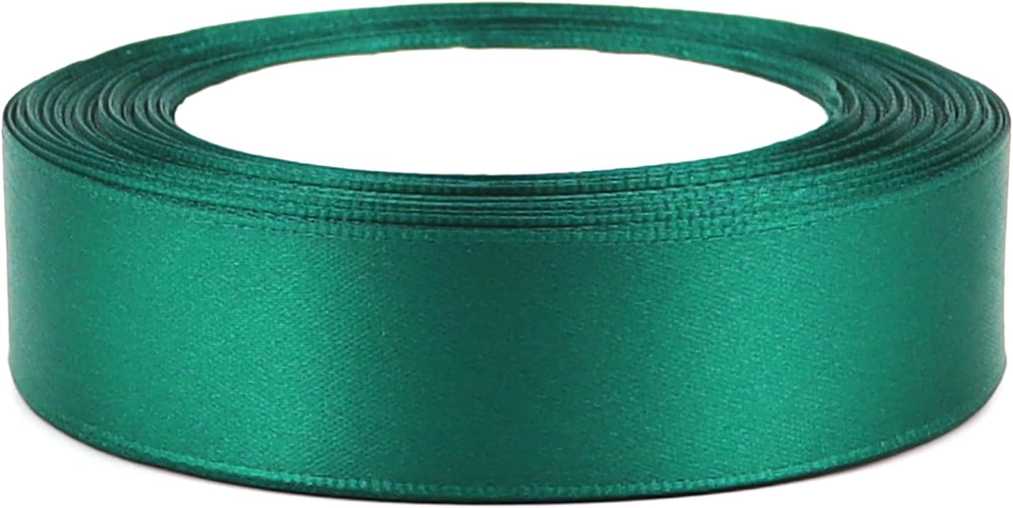 Dark green Solid Satin Ribbon 1 Inch 25 Yards Solid Polyester Fabric Ribbon for Gift Wrapping Wedding Christmas Baby Shower Birthday Party Decoration Handmade Immortal Flower Craft