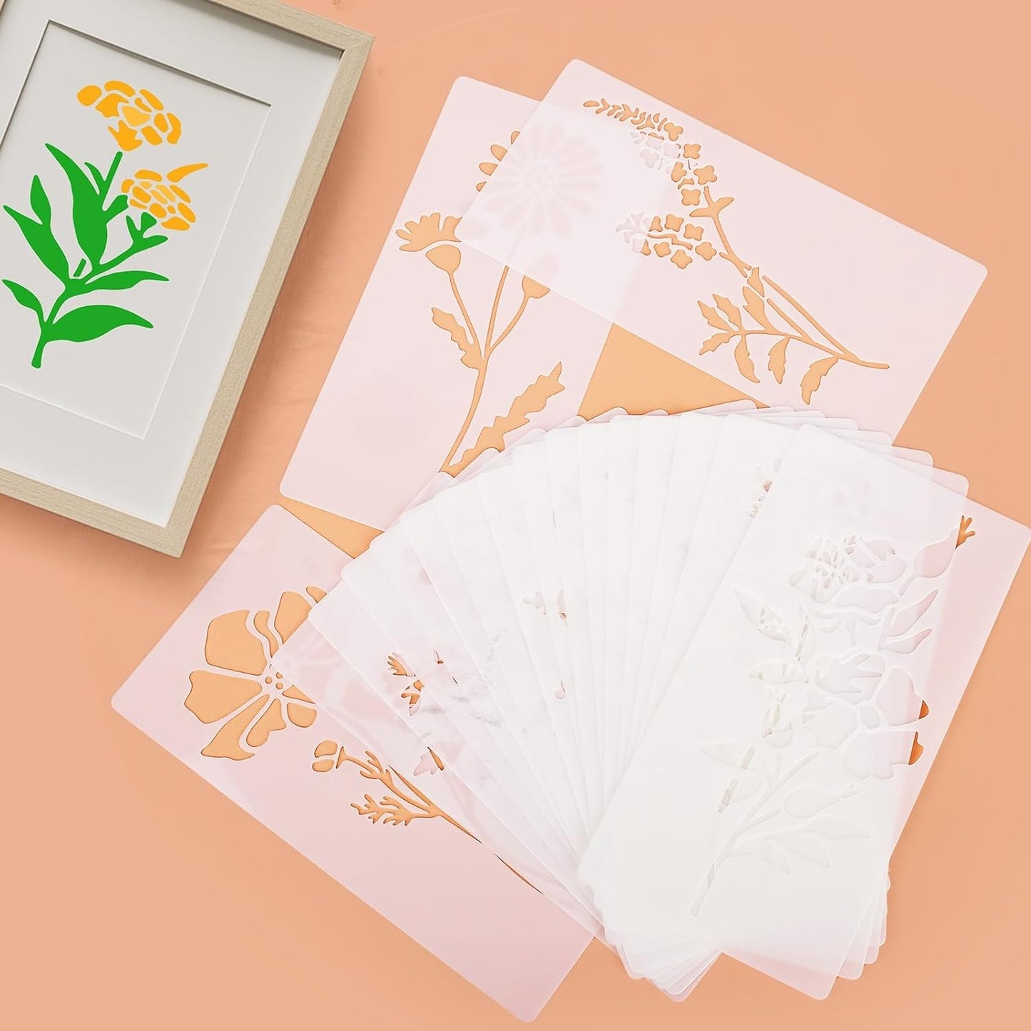 Flower Stencils for Painting Reusable 42PCS Wall Stencil for Crafts Leaf Stencils Templates for DIY Home Decor Art Projects