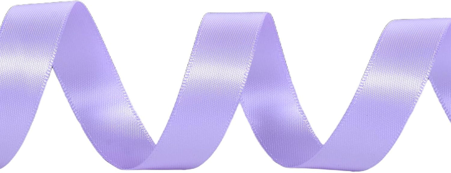YAMA Light Purple Double Faced Satin Ribbon 5/8 Inch 25 Yards Lilac Ribbon for Gift Wrapping Crafts Hair Bows Wedding Party Decoration