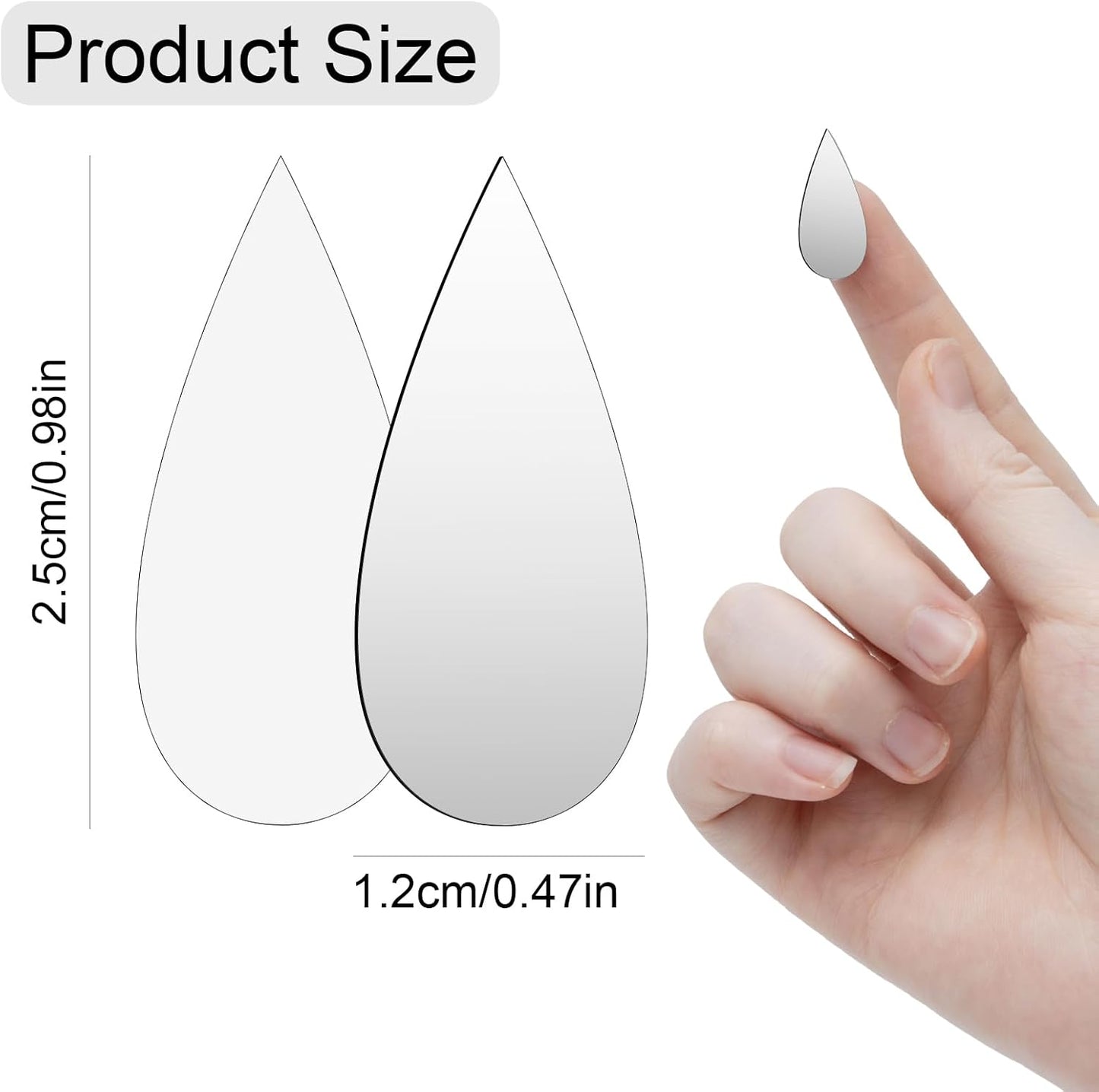 DARENYI 300Pcs Teardrop Craft Mirrors Mosaic Tiles Bulk Tiny Teardrop Craft Mirrors Stickers Pieces Mini Self-Adhesive Acrylic Mosaic Pieces for DIY Projects Wall Decor