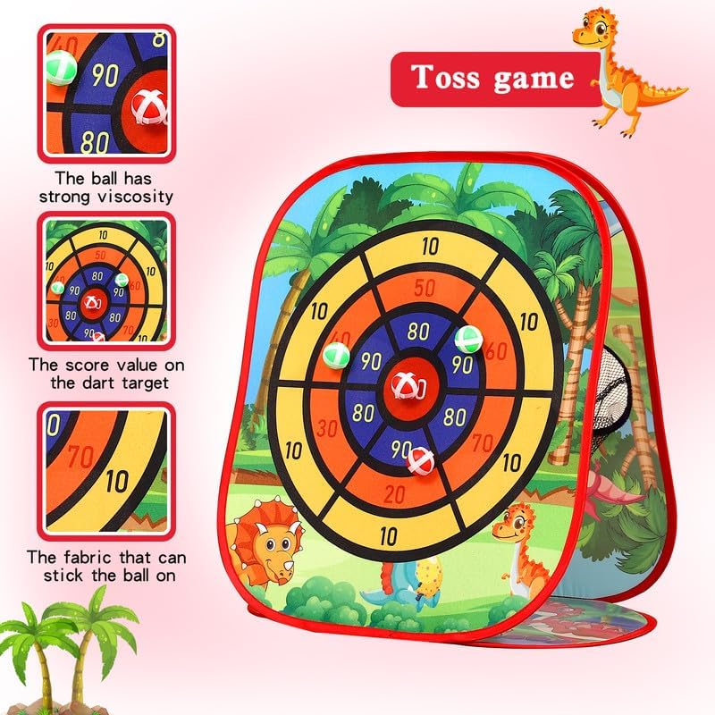 Bean Bag Toss Game for Kids/Double-Sided Foldable Cornhole Board/Backyard Beach Yard Outdoor Toys for Kids Ages 4-8/5-Second Setup/Party Supplies for Kids