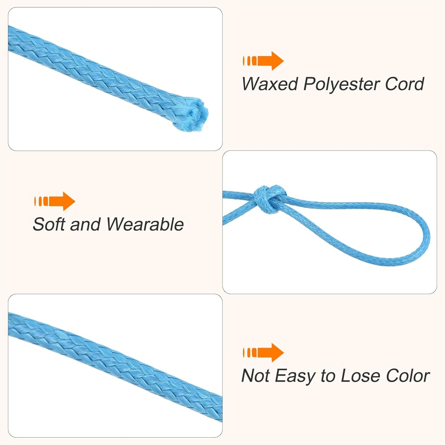 MECCANIXITY Waxed Cord 0.8mm Waxed Polyester Cord 175 Yard Wax String for Bracelet Making,Necklaces, Beading,Jewelry Making and DIY Crafts(Sky Blue)