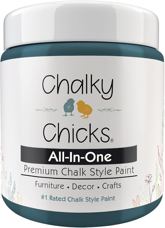Chalky Chicks All-in-One Chalk Paint for Furniture or Cabinet - 4 Fl Oz - Matte Finish Jaded (Jade) for Metal, Wood Furniture Paint - No Sanding All-in-One for Home Decor & Crafts, USA Made