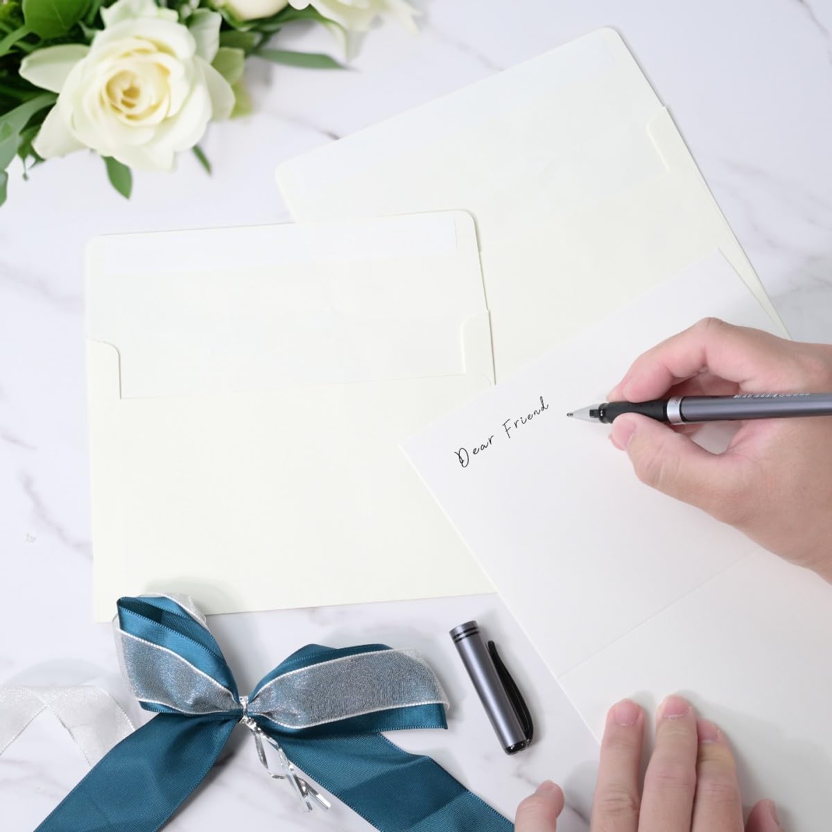 Blank Cards and Envelopes 4x6, 30 Pack Cream White Invitation Folded Cardstock with 30 Matching Self-Seal Cream A4 Envelopes, Thank You Blank Greeting Cards, for DIY, Print Custom, Wedding & Birthday