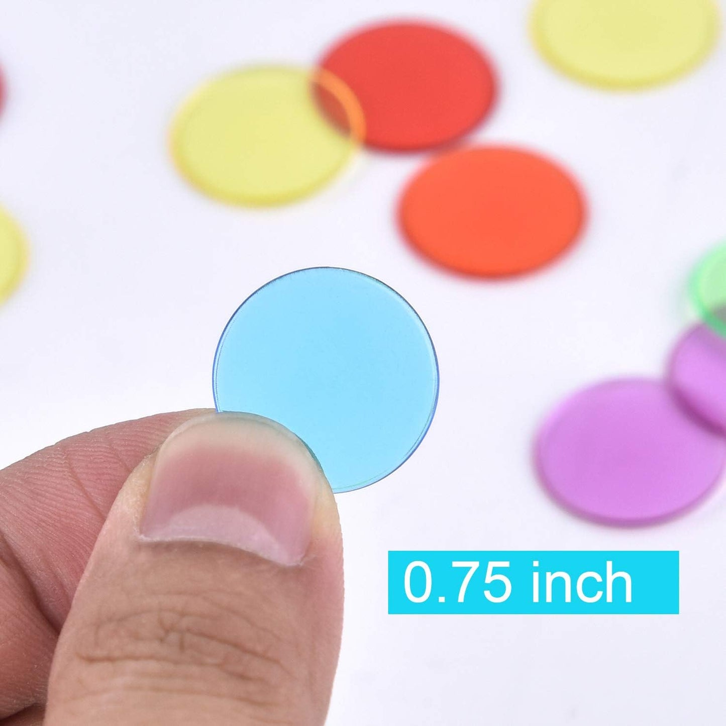 Coopay 300 Pieces Counters Counting Chips Plastic Markers Mixed Transparent Colors for Bingo Chips Game Tokens, Contain White, Blue, Green, Yellow, Red, Purple Colors