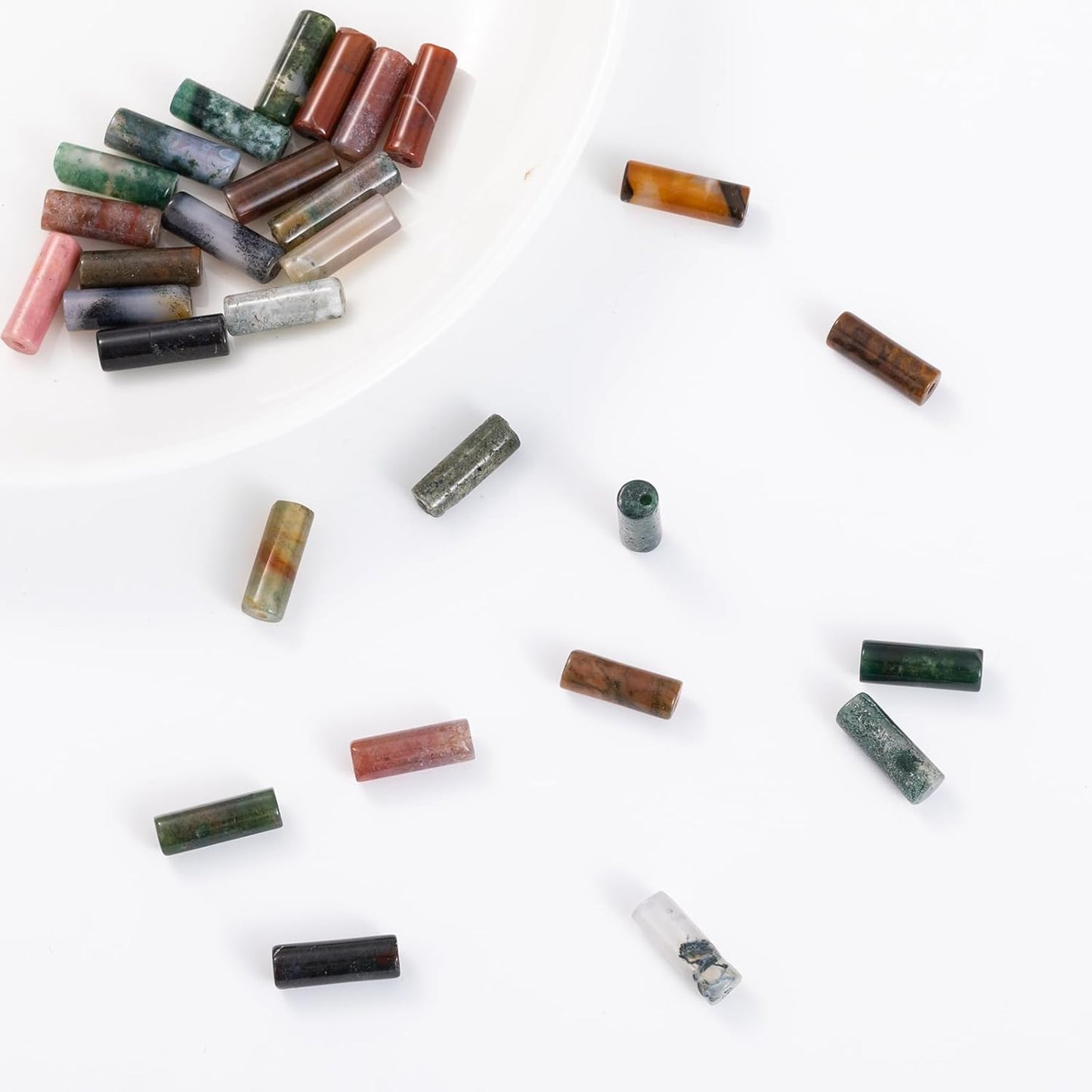 Natural Indian Agate Cylinder Tube Beads 4x13mm 38cm/str Loose Semi Gemstone Stone Beads for Making Bracelets Necklace Earrings