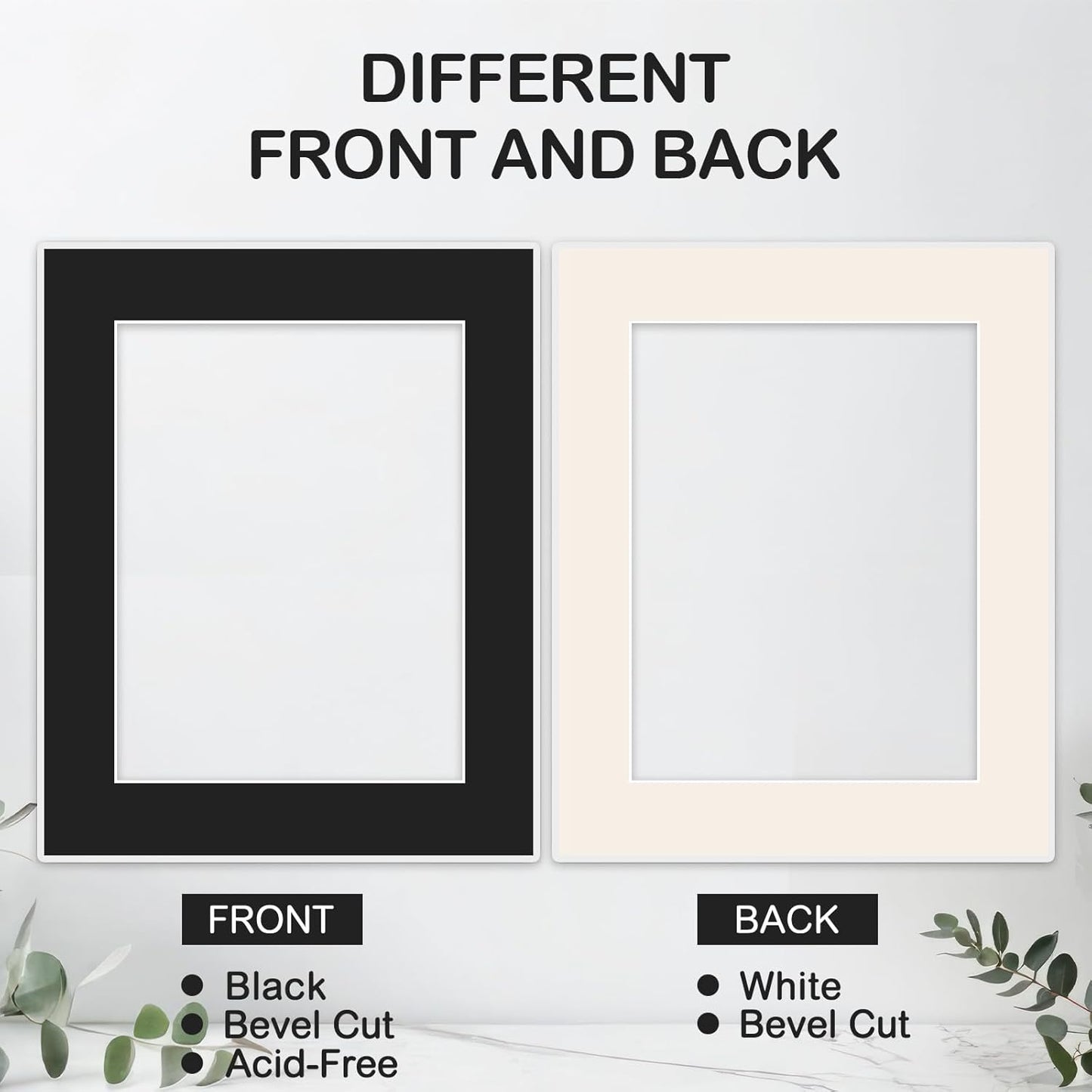 Prudiut 15 Pack 8x10 Black Picture Mats, Frame Mattes for 5x7 Pictures Photo Frame Mat Core Bevel Cut Mat Board Show Kit for Photos, Prints, Artworks