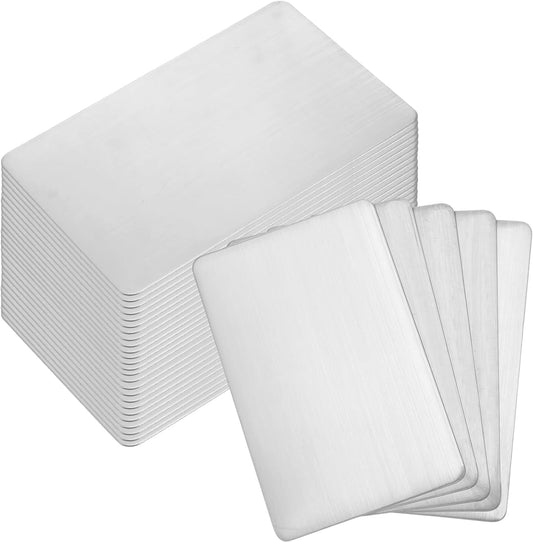 30 Pieces 304 Stainless Steel Metal Business Cards Blank Steel Laser Engraving Stainless Cards for House Office Customer DIY Gift Plate, 86 x 54 mm(0.8mm Thickness)