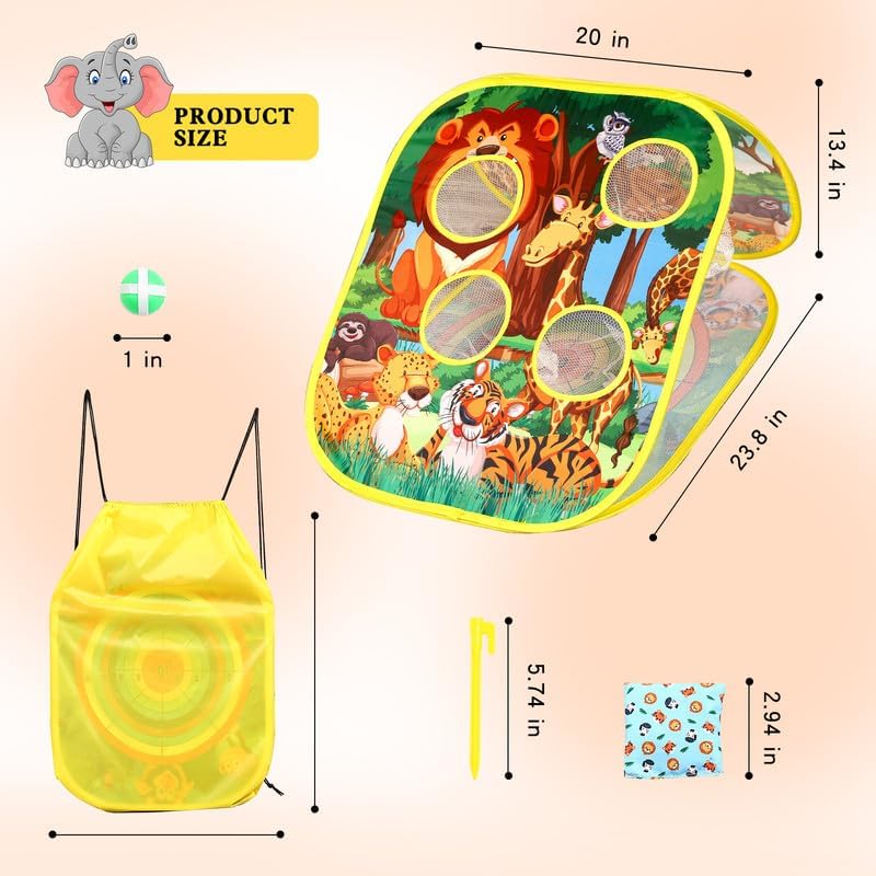 Bean Bag Toss Game for Kids/Double-Sided Foldable Cornhole Board/Backyard Beach Yard Outdoor Toys for Kids Ages 4-8/5-Second Setup/Party Supplies for Kids