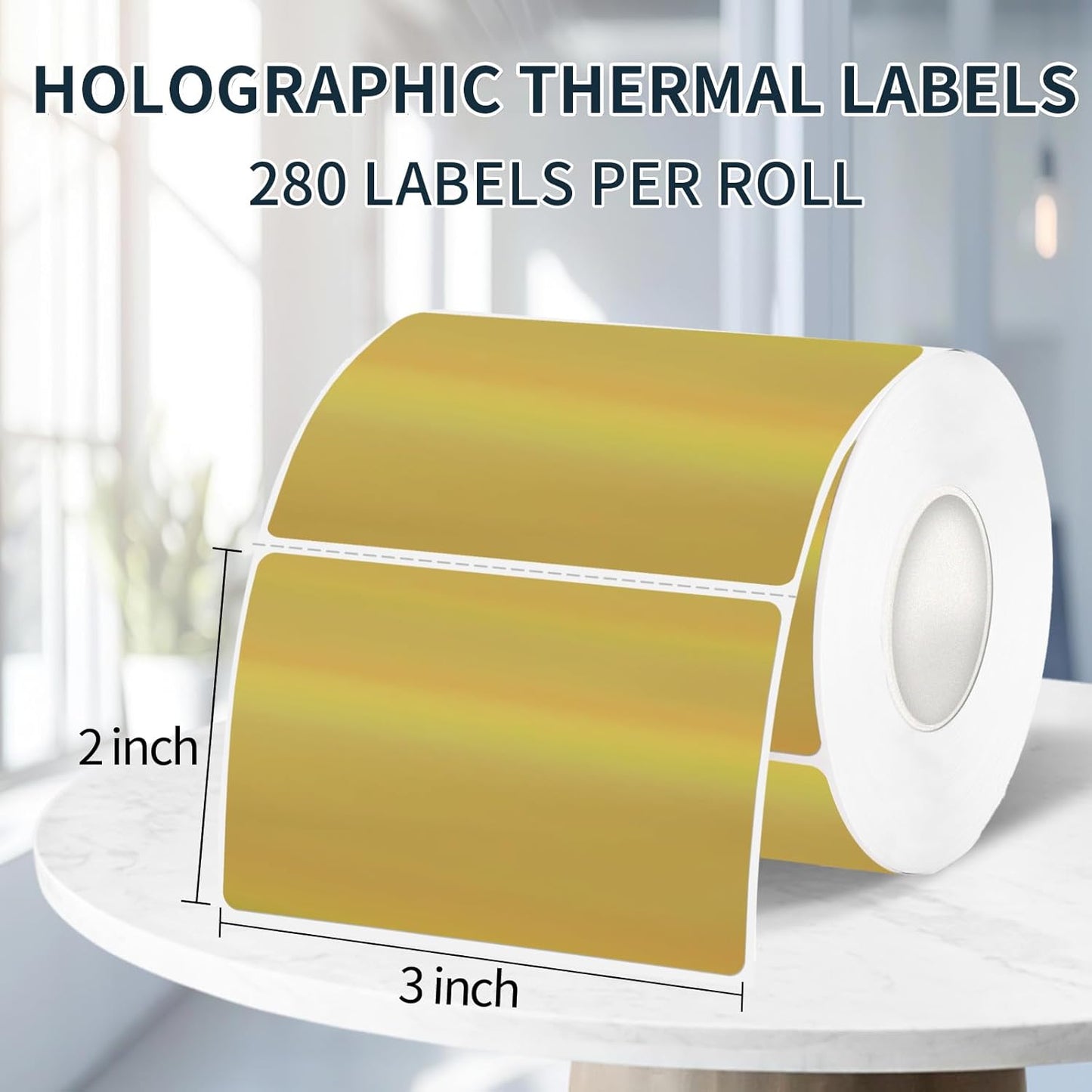 2" x 3" Holographic Thermal Label Stickers Brown,Printable Rainbow Glitter Thermal Printer Sticker Labels for Gift Wrapping, Self-Adhesive Name Price Tag DIY Custom Logo Design (280 pcs)