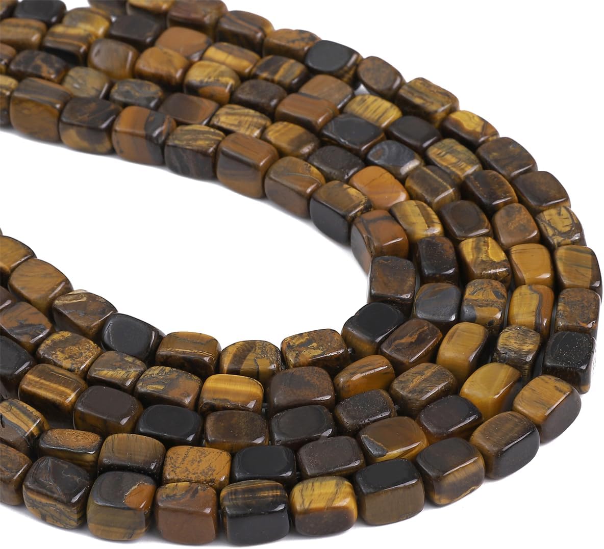 Natural Yellow Tiger Eye Cuboid Stone Loose Semi Gemstone Beads for Jewelry Making 8mmx12mm 38cm/Strand
