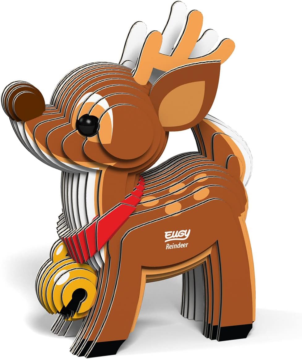 Eugy Reindeer 3D Puzzle, 22 Piece Eco-Friendly Educational Toy Puzzles for Boys, Girls & Kids Ages 6+