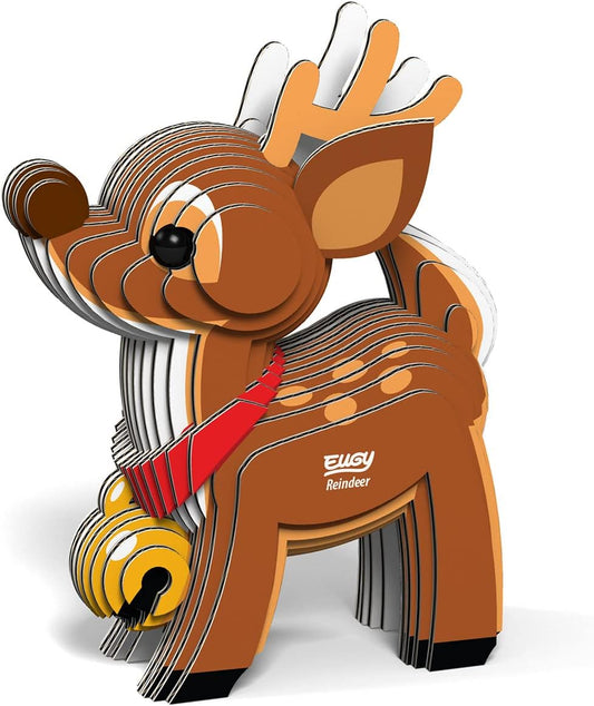 Eugy Reindeer 3D Puzzle, 22 Piece Eco-Friendly Educational Toy Puzzles for Boys, Girls & Kids Ages 6+