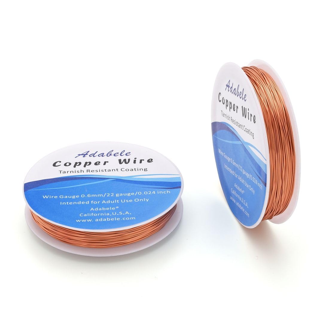 Adabele 249 Feet Premium Tarnish Resistant Round Bare Raw Jewelry Copper Wire Beading Wire Spool Bulk (0.6mm/22 Gauge) for DIY Craft Jewelry Making BF287-6