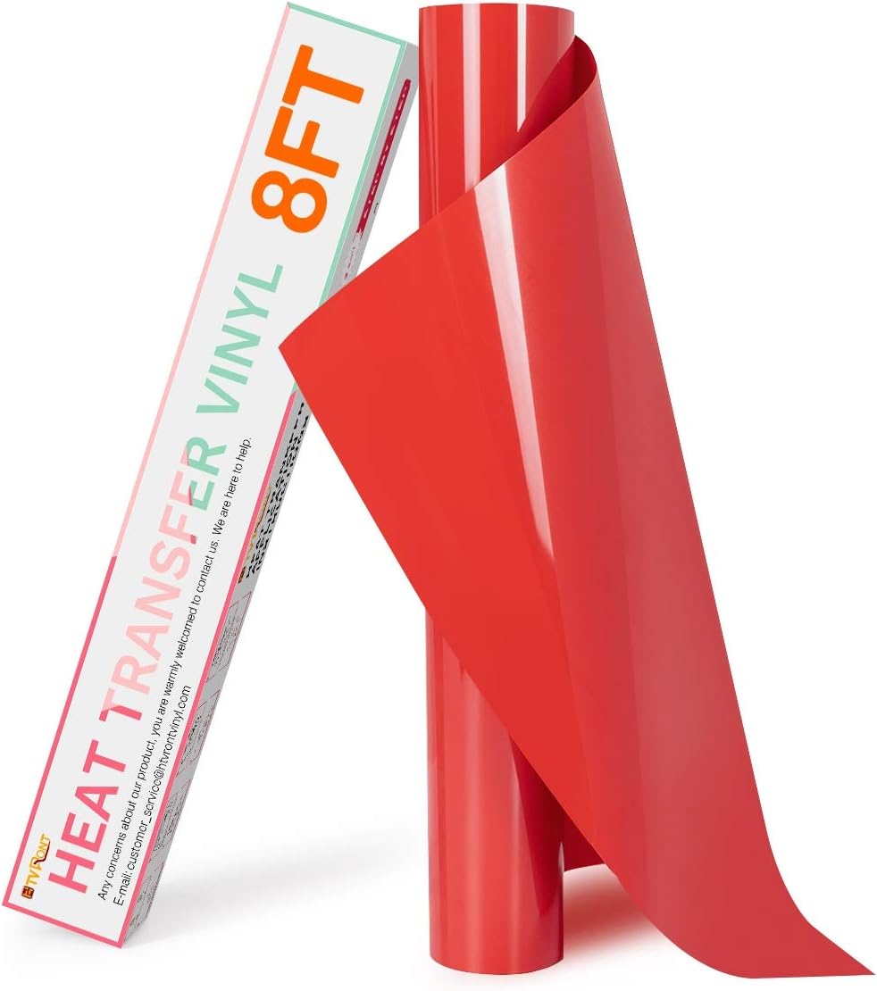 HTVRONT HTV Vinyl Rolls Heat Transfer Vinyl - 12" x 8ft Red HTV Vinyl for Shirts, Iron on Vinyl for All Cutting Machine - Easy to Cut & Weed for Heat Transfer Design (Red)