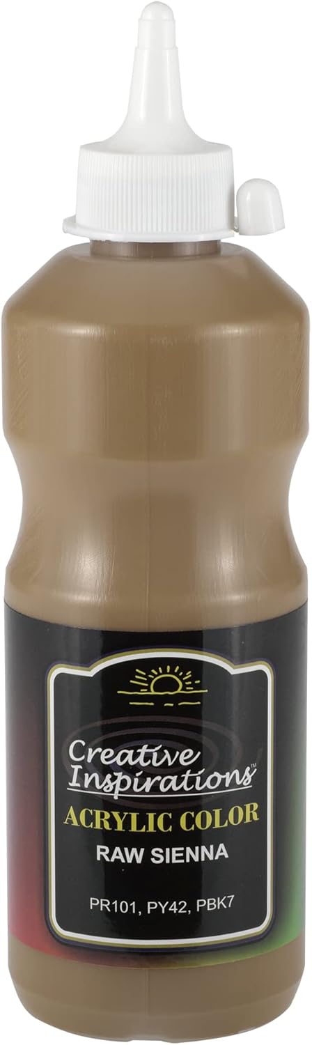 Creative Inspirations Acrylic Paint - Raw Sienna - 500 mL Bottle - Smooth & Creamy Consistency, Vibrant Pigmentation, Great Coverage for Artists - Clean Up with Soap & Water