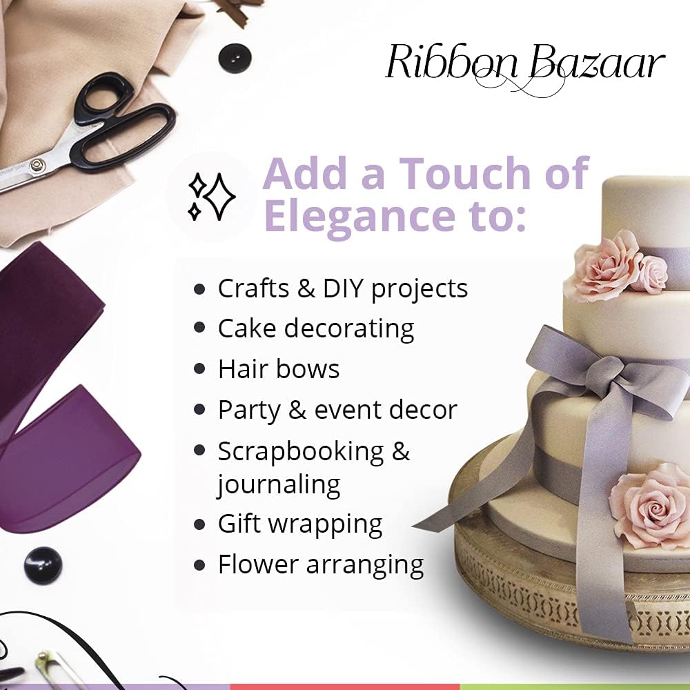 Ribbon Bazaar Sheer Organza Wired Ribbon - 100% Polyester Wire Edged Ribbon for Floral Decor, Table Arrangements, Apparel Embellishment & More - 1-1/2" Navy 25yd