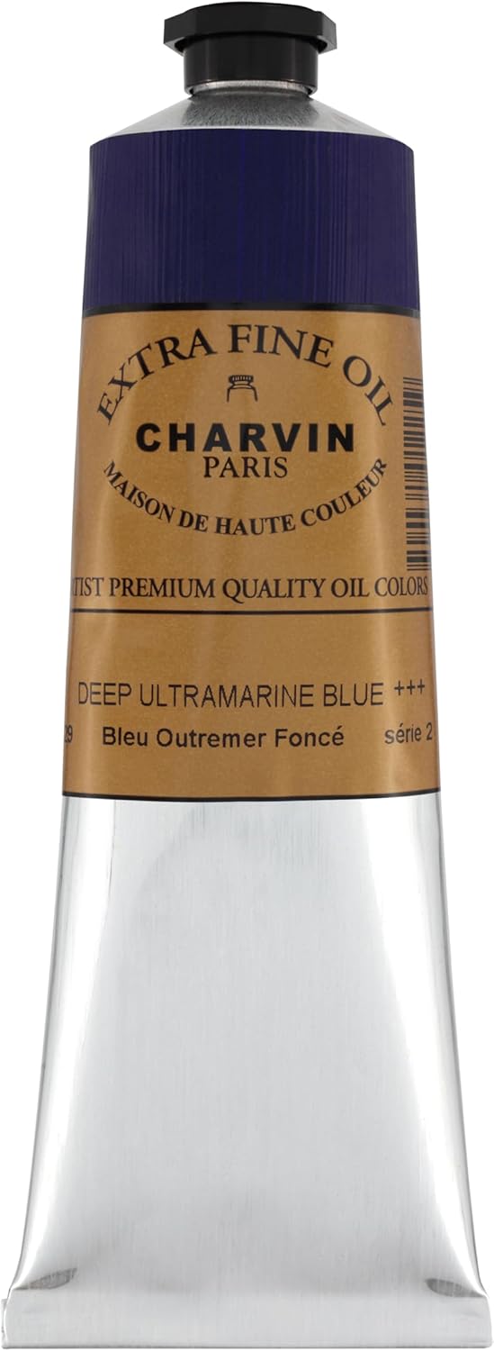 Charvin Extra Fine Oil Paint, Ultramarine Blue Deep 150 ml - Triple-Milled, Rich Texture, Poppy Oil-Based, Light-Fast, Handmade, Archival Quality