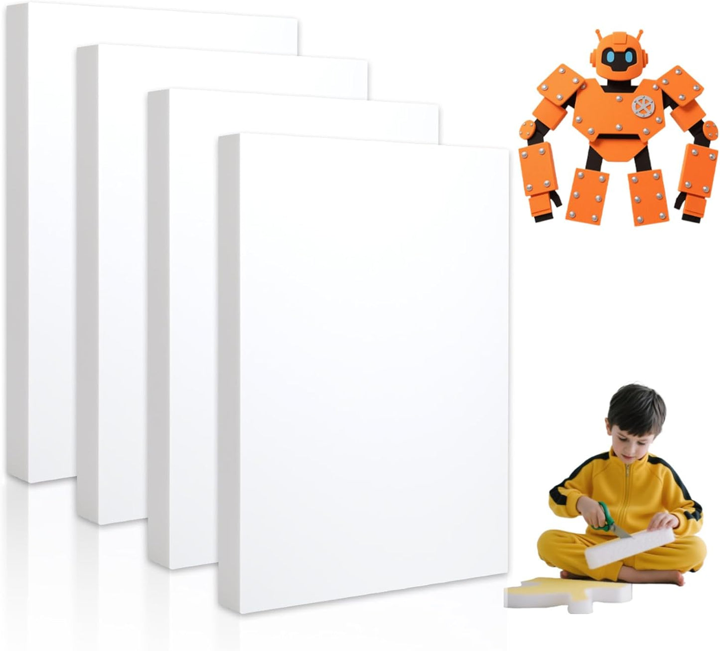 Gvereld High Density XPS Foam Board,4 Pack 15.6x11.7x0.79in Polystyrene Craft Foam Sheets, Rigid and Easy to Shape,DIY Modeling Art Projects, Party Decoration, Foam Cosplay, Heat Insulation