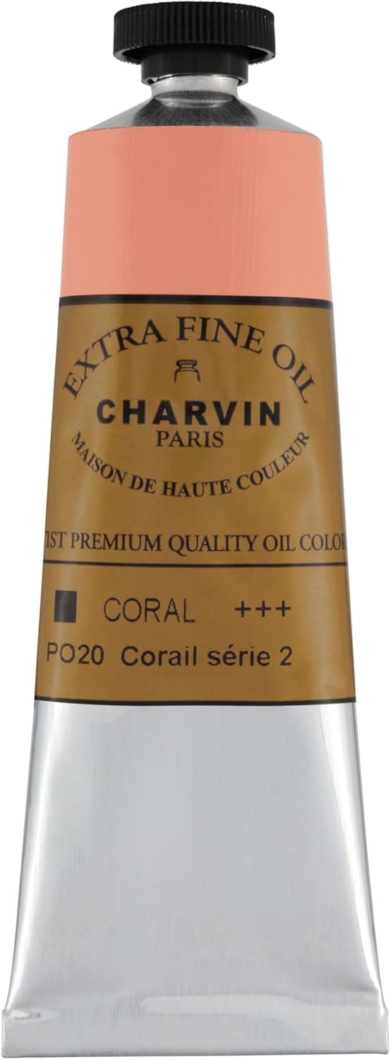 Charvin Extra Fine Oil Paint, Coral 60 ml - Triple-Milled, Rich Texture, Poppy Oil-Based, Light-Fast, Handmade, Archival Quality