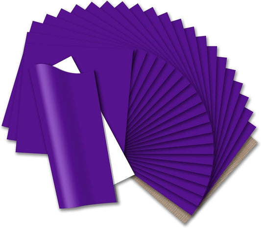 HTVRONT HTV Heat Transfer Vinyl Bundle: 24 Pack 12"x12" Purple Iron on Vinyl Sheets for T-Shirt (1 PTFE Sheet Included), Purple PU HTV Vinyl Easy to Cut & Weed for Heat Design