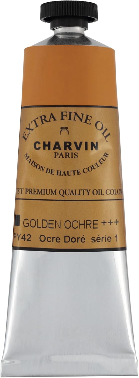 Charvin Extra Fine Oil Paint, Golden Ochre 60 ml - Triple-Milled, Rich Texture, Poppy Oil-Based, Light-Fast, Handmade, Archival Quality