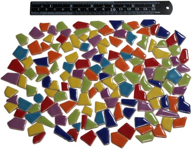 Ceramic Mosaic Tiles for Crafts & Art Projects 200 Grams Vibrant Colors Pieces Fit Together Like a Puzzle Endless Creative Ideas for Mosaic Art DIY Hobbies Small Sizes (Black & White Mix)