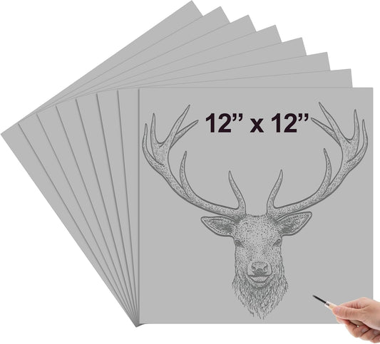 Yeaqee 8 Pcs Linoleum Block Rubber Carving Block Soft Linocut Blocks Large Linoleum Sheet Unmounted Lino Plates for Engraving Art Project Printmaking Artist Studio Supplies (12 x 12 Inch,Gray)