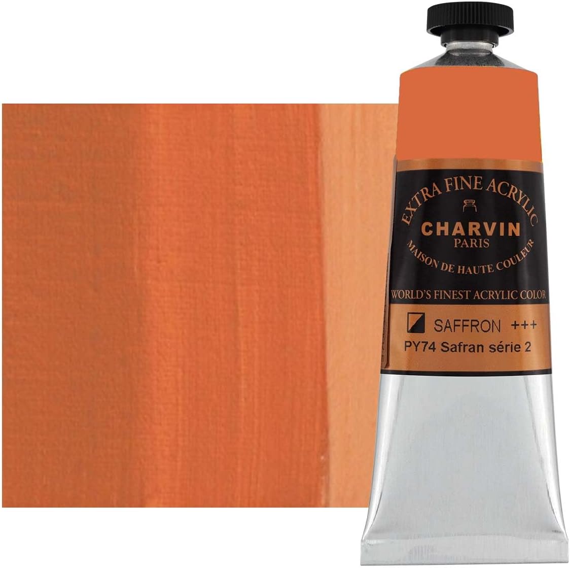 Charvin Extra Fine Professional Acrylic Paint - Saffron, 150ml Tube, Triple-Milled, Lightfast Pigments, Open Stock Artist Acrylic Paints in Nature-Inspired Hues