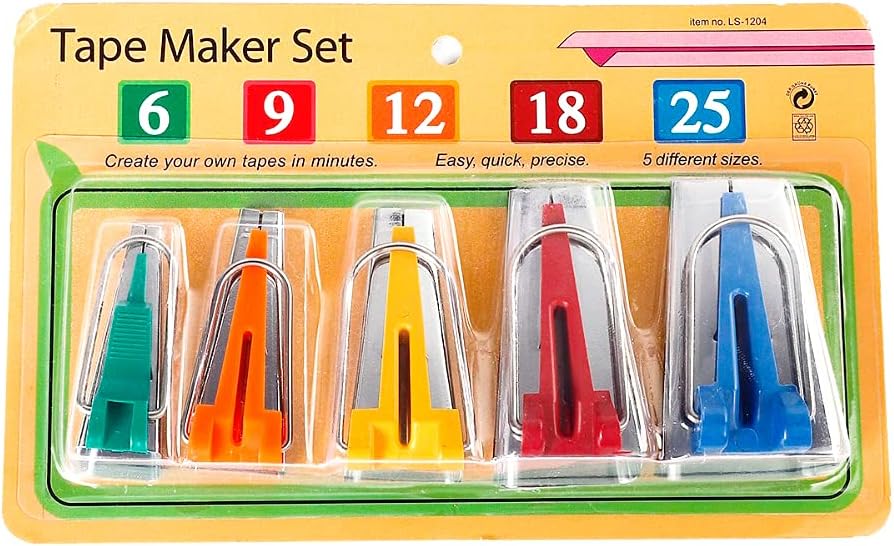 Bias Tape Maker,LNKA 5 Sizes 1/4" 3/8" 1/2" 3/4" 1" DIY Bias Tapes Tools Kit for Fabric Sewing and Quilting