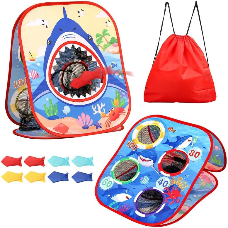Bean Bag Toss Game for Kids/Double-Sided Foldable Cornhole Board/Backyard Beach Yard Outdoor Toys for Kids Ages 4-8/5-Second Setup/Party Supplies for Kids