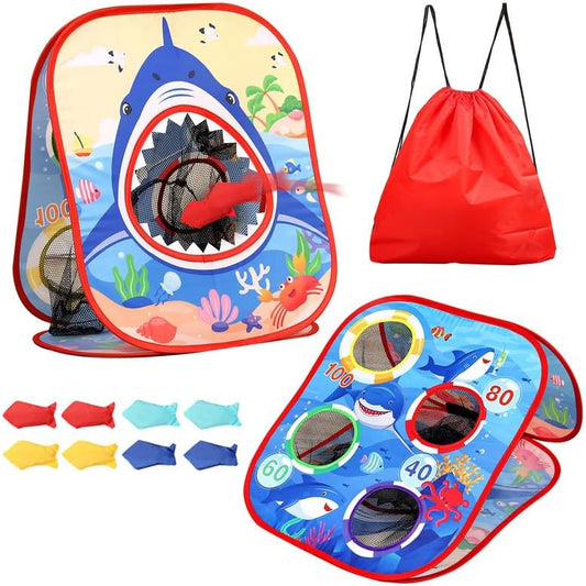 Bean Bag Toss Game for Kids/Double-Sided Foldable Cornhole Board/Backyard Beach Yard Outdoor Toys for Kids Ages 4-8/5-Second Setup/Party Supplies for Kids