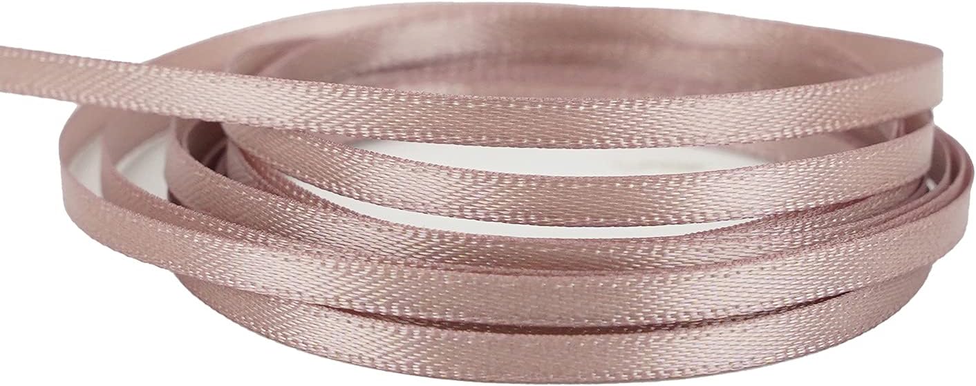 HUIHUANG Solid Color Satin Ribbon 1/8 inch x 100 Yards Roll Ribbon Double Faced for Crafts Gift Wrapping DIY Bows Wedding Invitation Card (Dusty Rose)