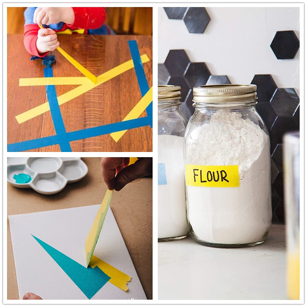 Yellow Painters Tape,1" x 60 Yards x 10 Rolls (600 Yards Total) - Medium Adhesive Masking Tape for Painting,Labeling,DIY Crafting,Decoration and School Projects