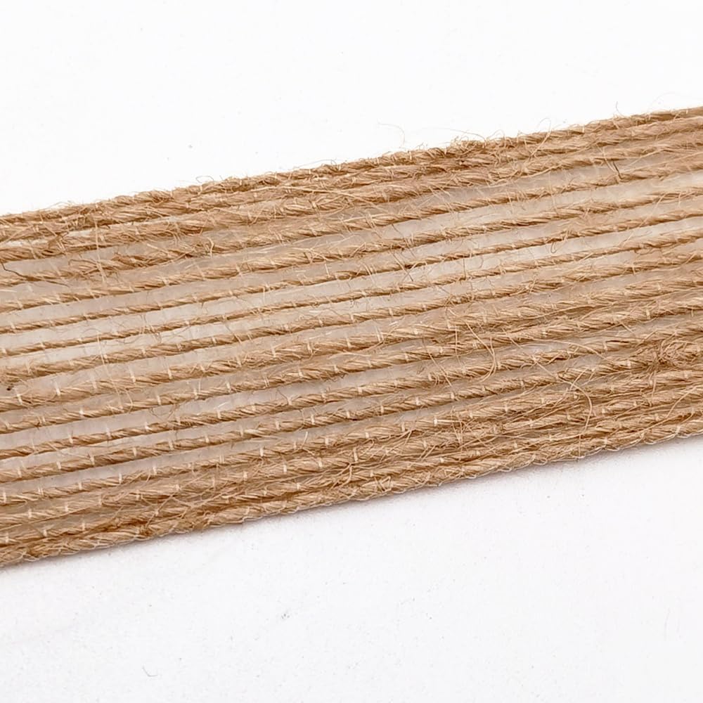 INSPIRELLE 3 Rolls 0.4 Inch Natural Burlap Fabric Roll 99 Feet Jute Lined Ribbon for Gift Wrapping Craft Projects Wedding Decoration Home Decoration 10mm
