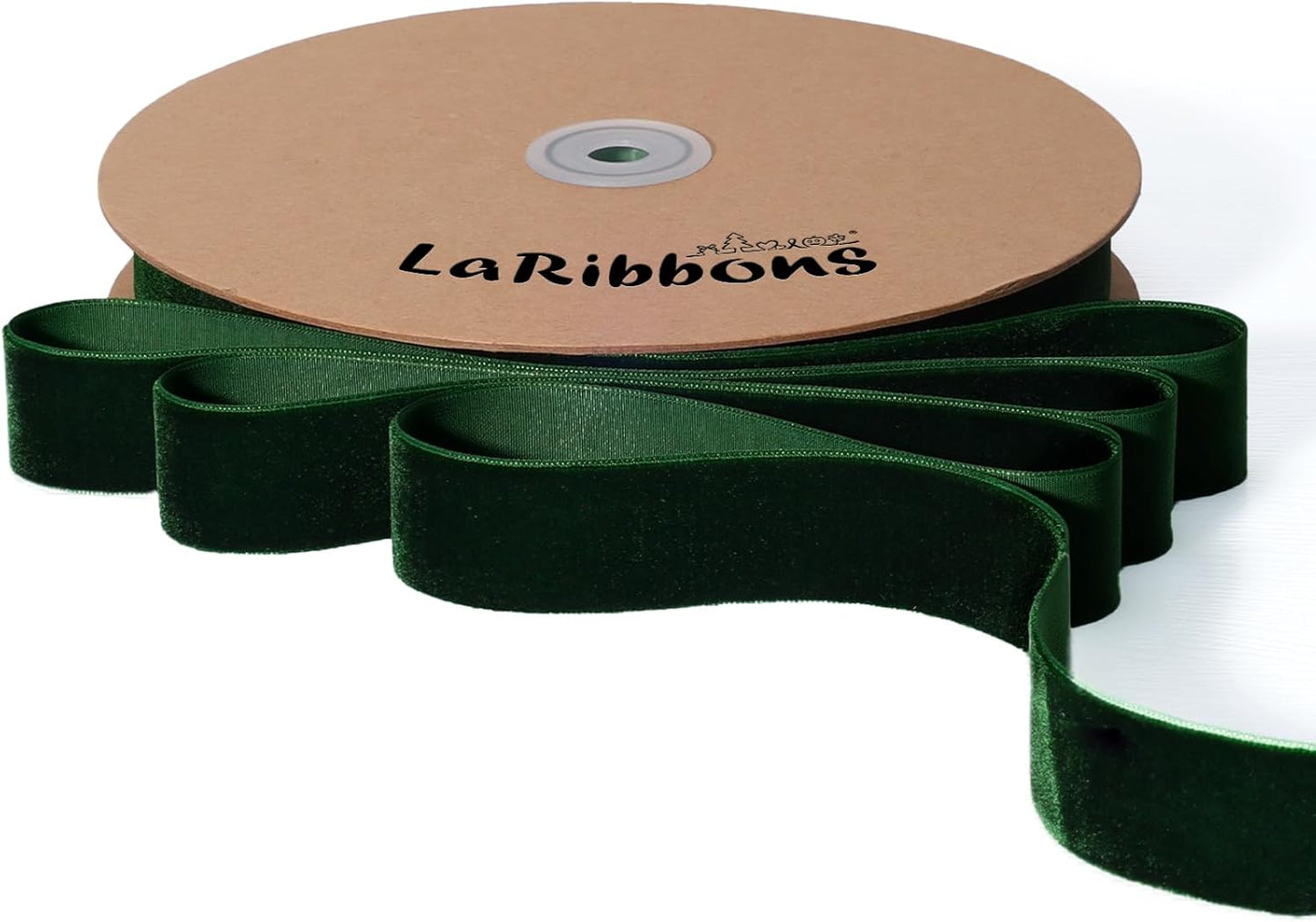 LaRibbons Thin Velvet Ribbon 1 Inch x 25 Yards, Dark Green Velvet Ribbon for Christmas Tree, Gift Wrapping, Wreath Bow, Outdoor Decoration