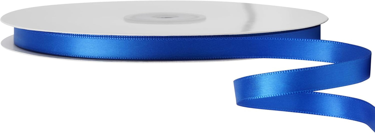 LIUYAXI Blue Double Faced Satin Ribbon, 1/4" X Continuous 50 Yards, Thin Ribbons Perfect for Gift Wrapping Wedding Invitation Card Hair Bows Tag Floral Arrangement DIY Craft