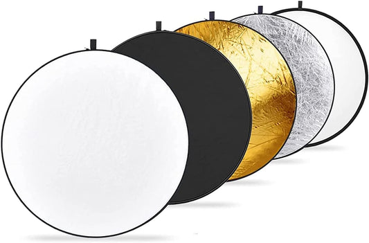 NEEWER 51 Inch/130 Centimeter Light Reflector Diffuser 5 in 1 Collapsible Multi Disc with Bag - Translucent, Silver, Gold, White, and Black for Studio Photography Lighting and Outdoor Lighting